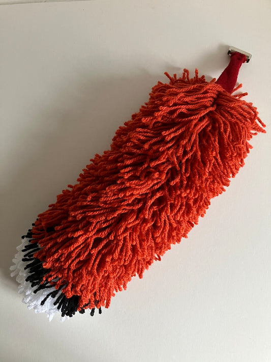 Fox Tail Clip on Made of Fox Red, Black and Pure White Wool
