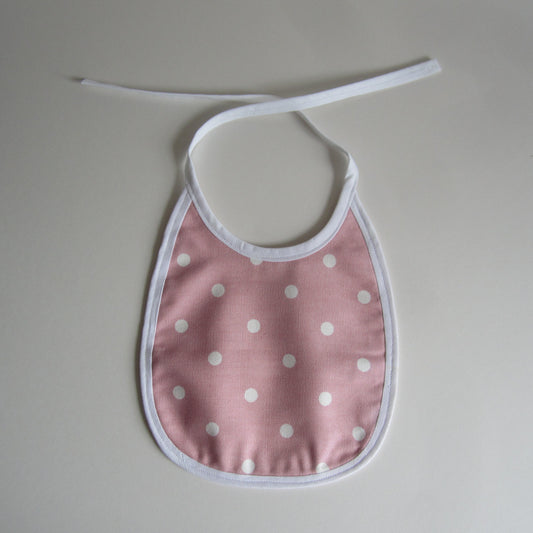 Traditional Style Baby Bib Made of 100% Cotton Polka Dot Fabric and Plain Cotton Lining