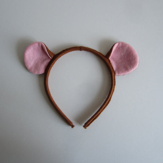 Mouse Ears Hairband Made of Nutmeg Brown Felt