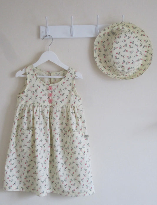 Girls Cotton Dress with Matching Hat