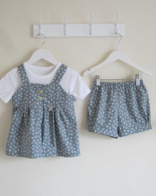 Girls Cotton Outfit with Matching Top, Shorts and T-Shirt