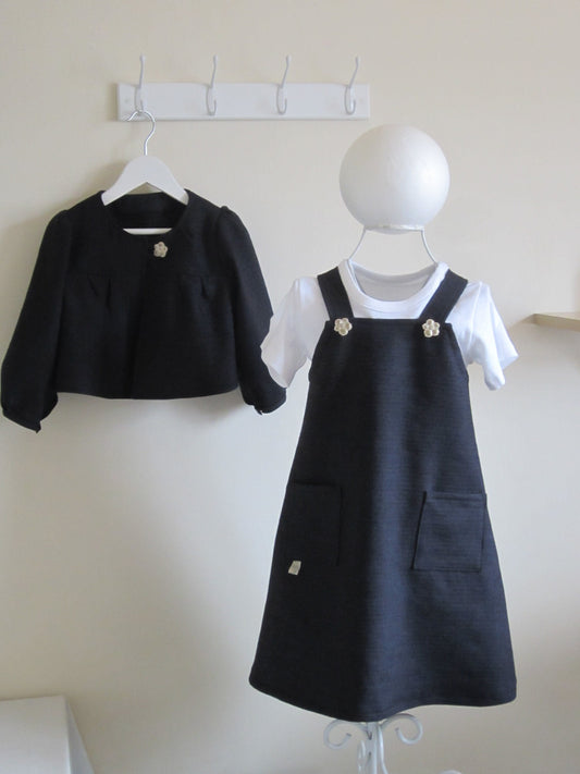 Girls Outfit Including Dress and Jacket in Wool-mix Fabric with Cotton T-Shirt