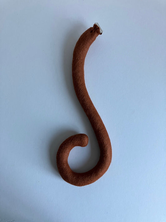 Clip on Cats Tail Made of Brown Felt