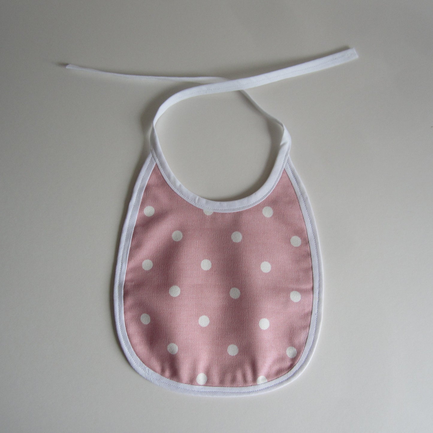 Traditional Style Baby Bib Made of 100% Cotton Polka Dot Fabric and Plain Cotton Lining