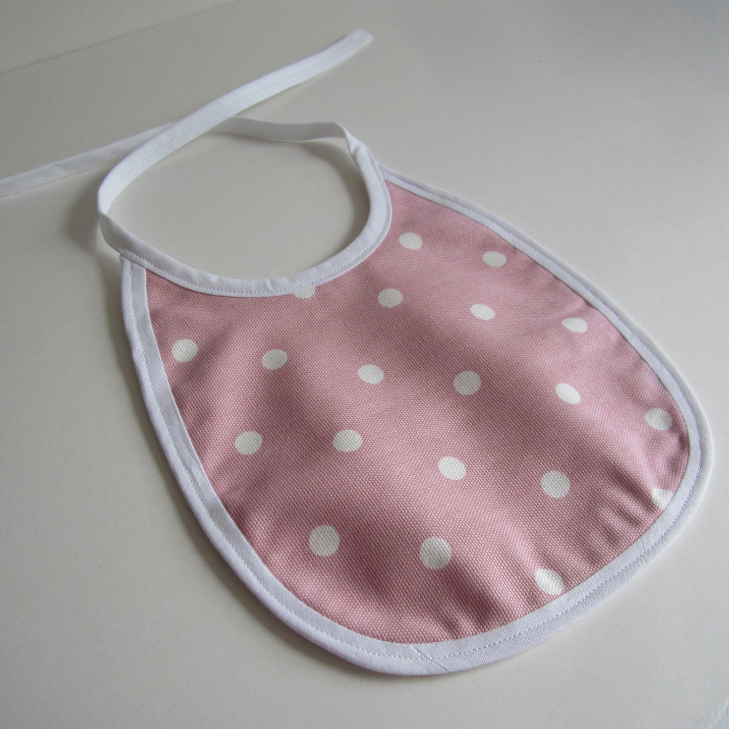 Traditional Style Baby Bib Made of 100% Cotton Polka Dot Fabric and Plain Cotton Lining