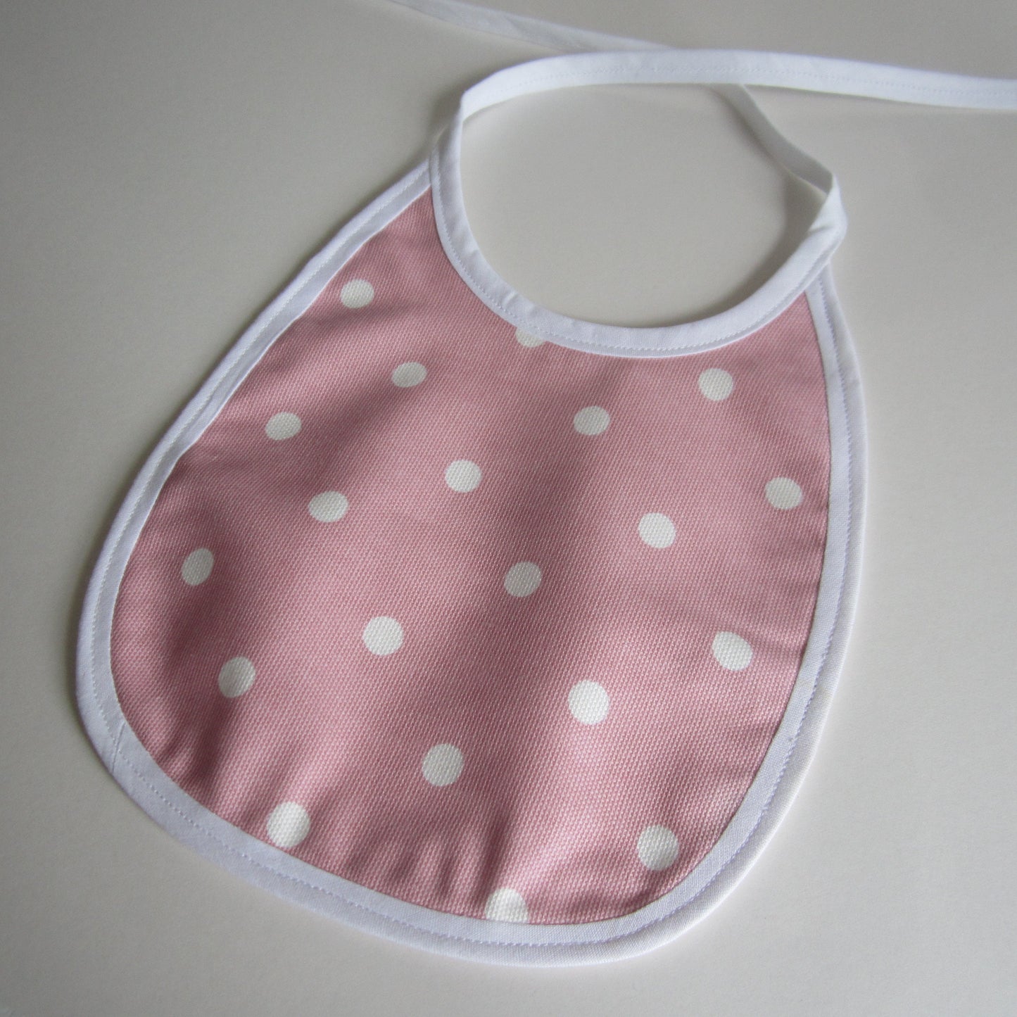 Traditional Style Baby Bib Made of 100% Cotton Polka Dot Fabric and Plain Cotton Lining