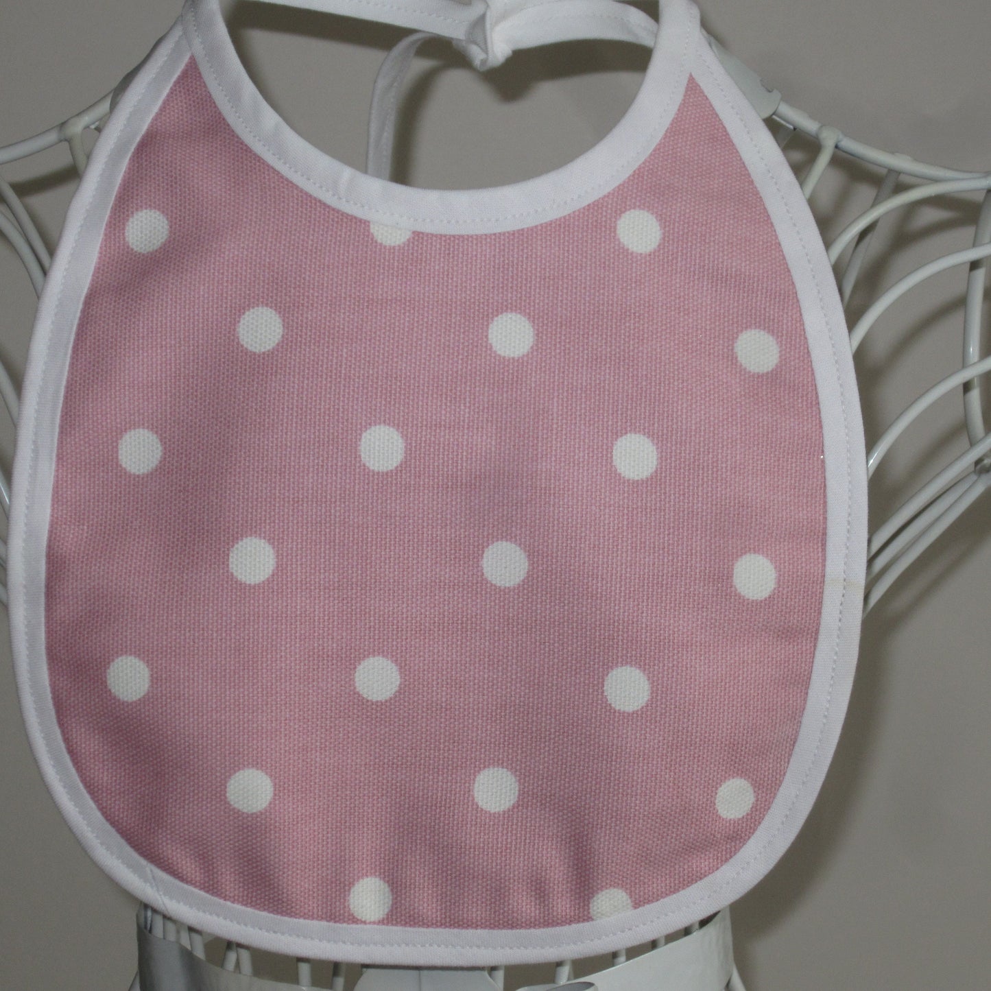 Traditional Style Baby Bib Made of 100% Cotton Polka Dot Fabric and Plain Cotton Lining